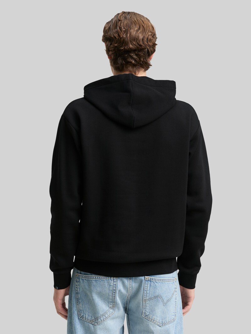 Tom Tailor Hoodie Sweatshirt mit Logo-Badge - Black