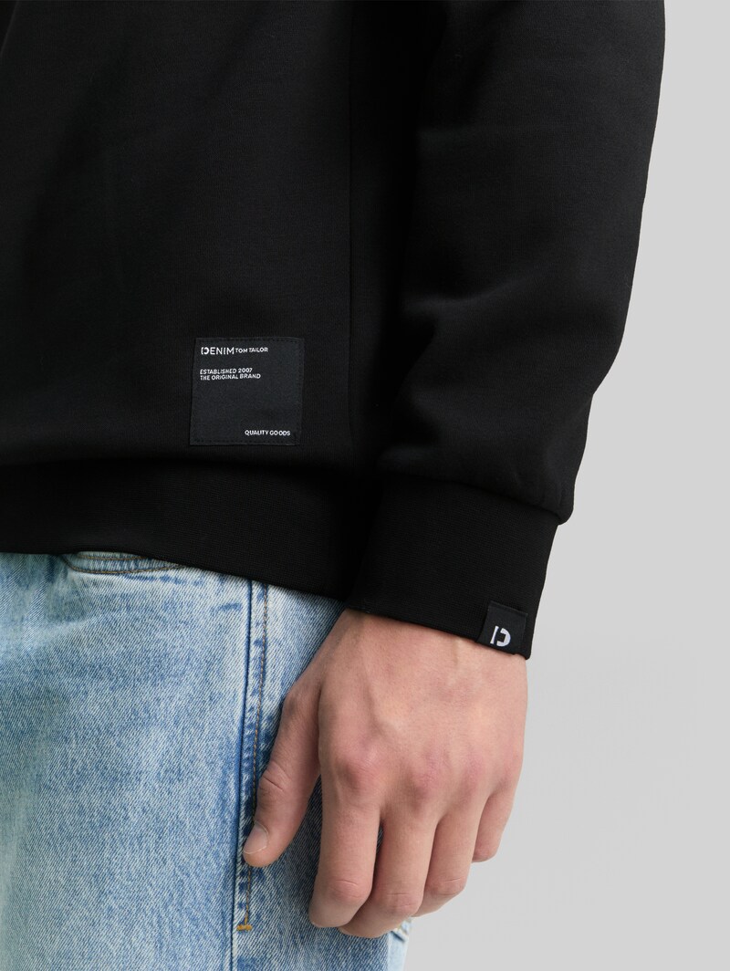 Tom Tailor Hoodie Sweatshirt mit Logo-Badge - Black