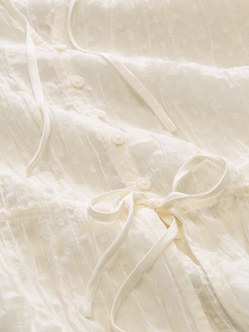 Tom Tailor Bluse mit Schleifen - Off White