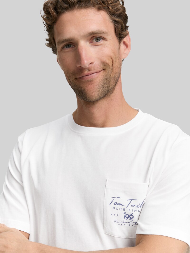 Tom Tailor T-Shirt mit Brusttasche - Off White