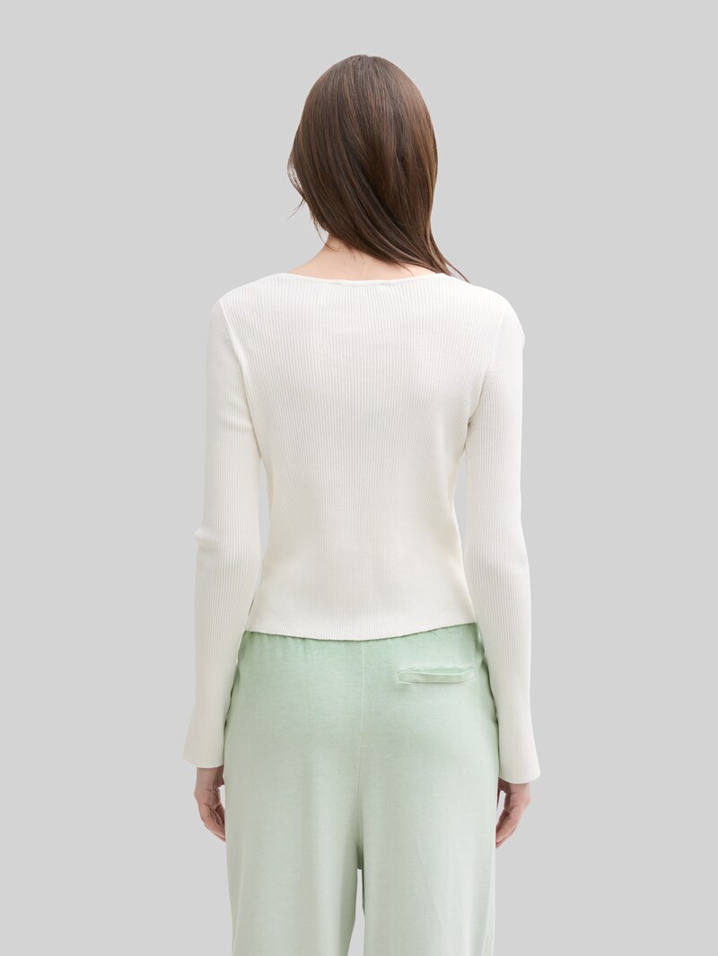 Tom Tailor Ripp Cardigan mit Ärmelschlitzen - Off White