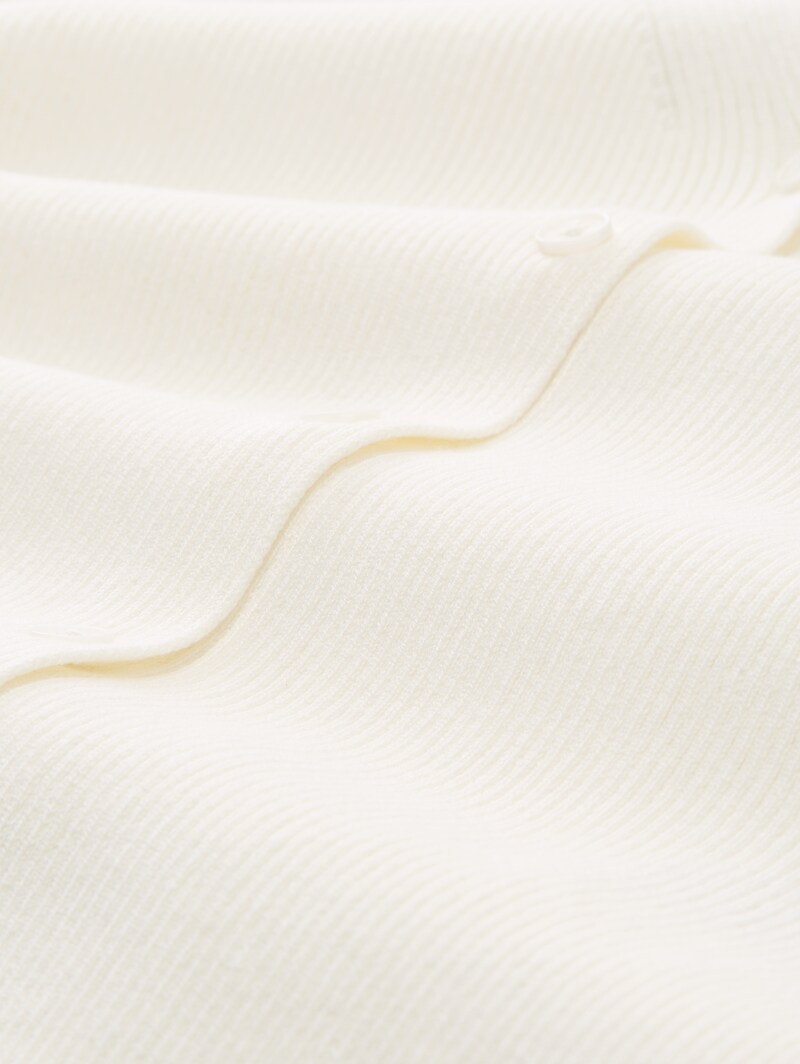 Tom Tailor Ripp Cardigan mit Ärmelschlitzen - Off White