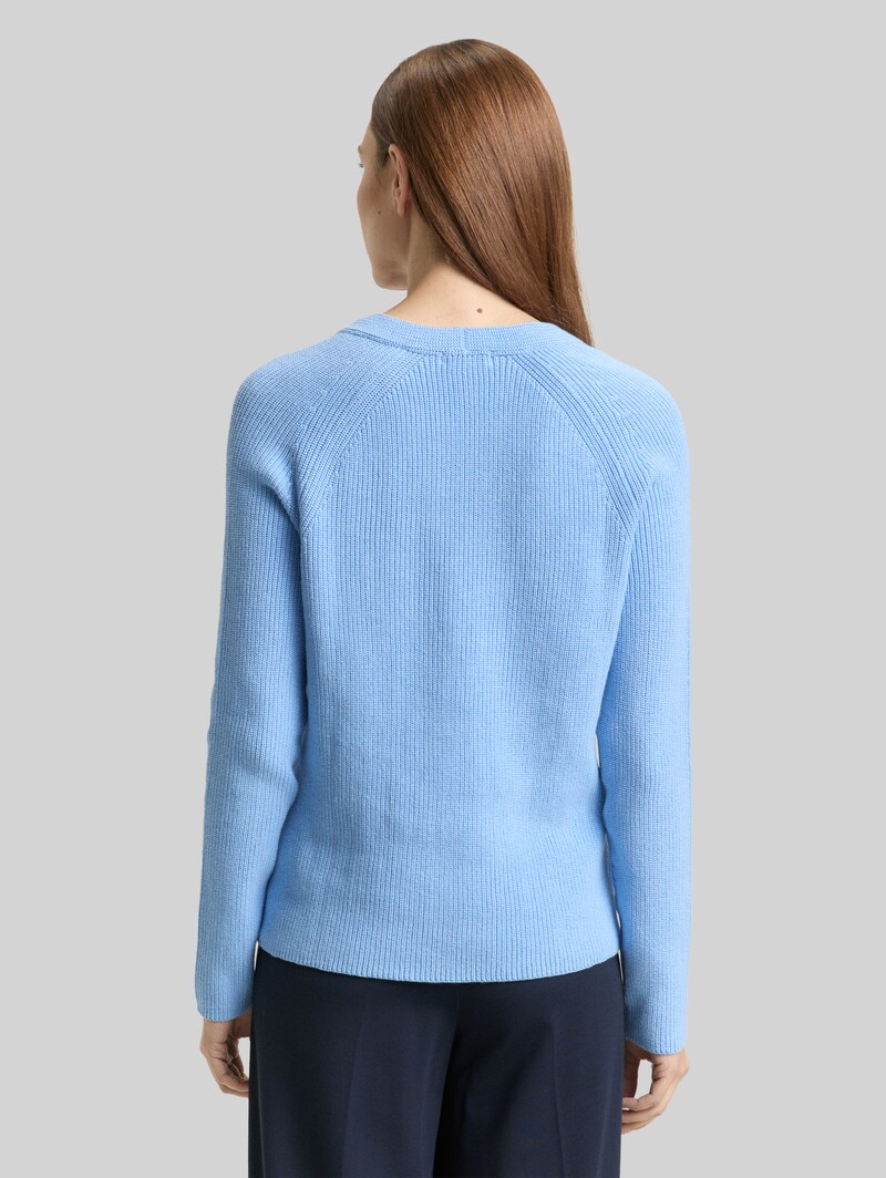 Tom Tailor Strickpullover mit V-Ausschnitt - Light Fjord Blue