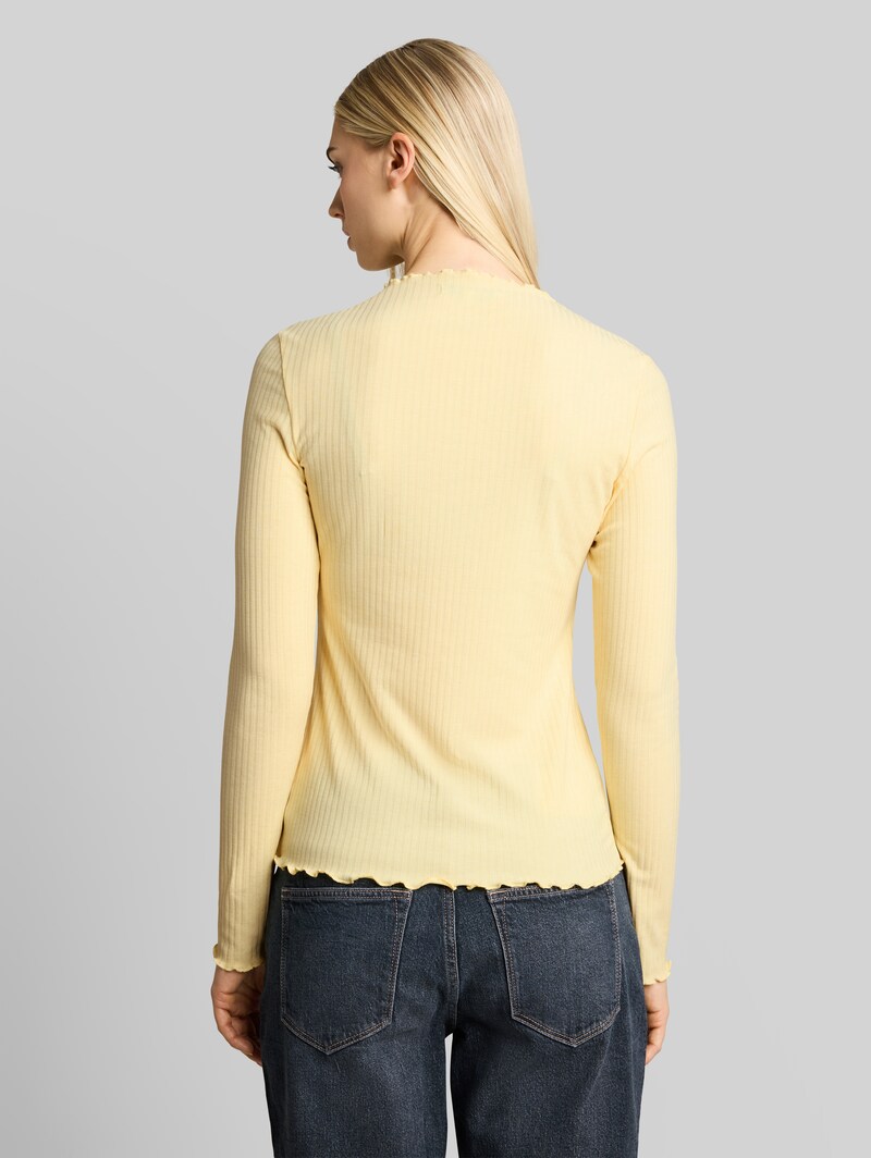 Tom Tailor Langarmshirt mit Rippstruktur - Soft Vanilla Yellow