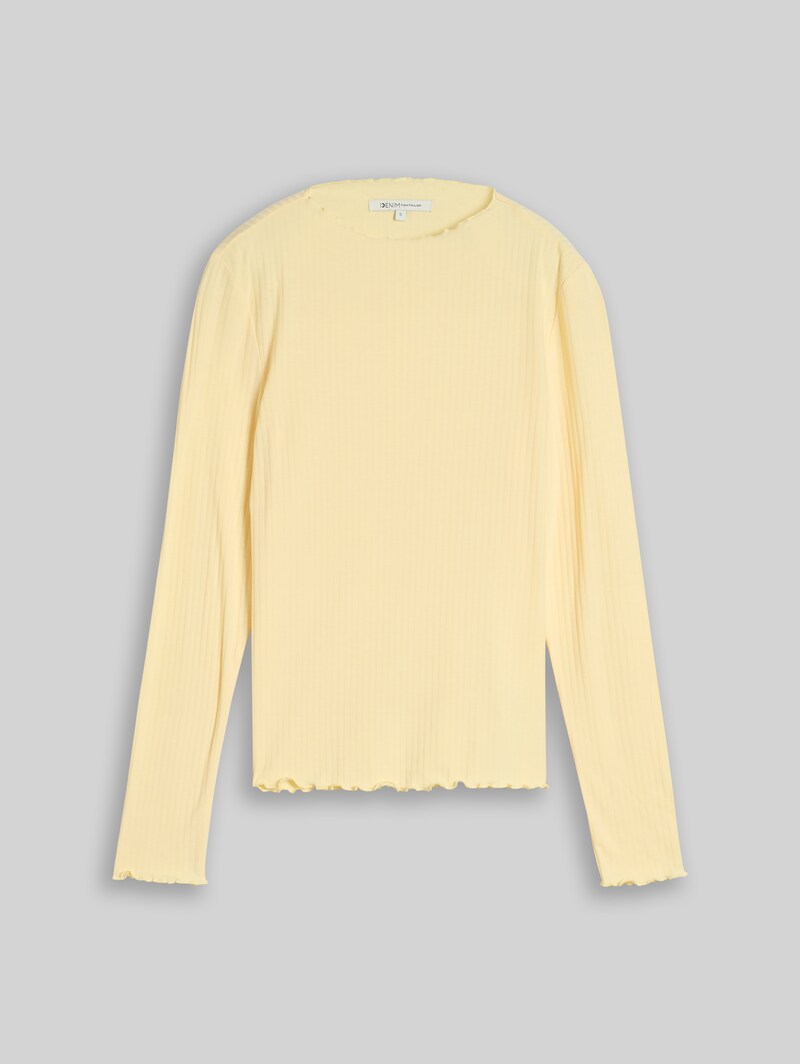 Tom Tailor Langarmshirt mit Rippstruktur - Soft Vanilla Yellow