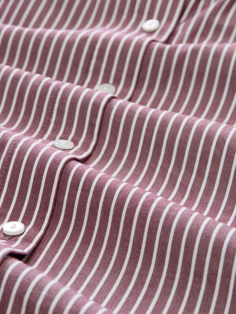 Tom Tailor Loose Fit Popeline Hemdbluse - Preppy Plum White Stripe