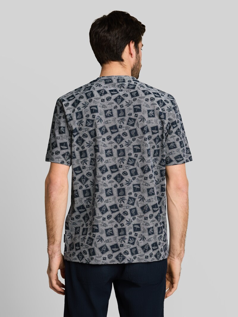 Tom Tailor Piqué T-Shirt mit Allover-Print - Navy Tonal Design