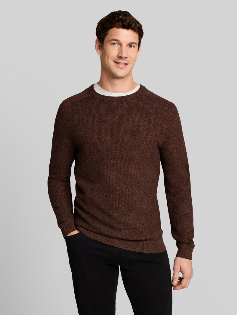 Tom Tailor Strickpullover aus Baumwolle - Mouline Camel Navy Tom Tailor Strickpullover aus Baumwolle - Mouline Camel Navy