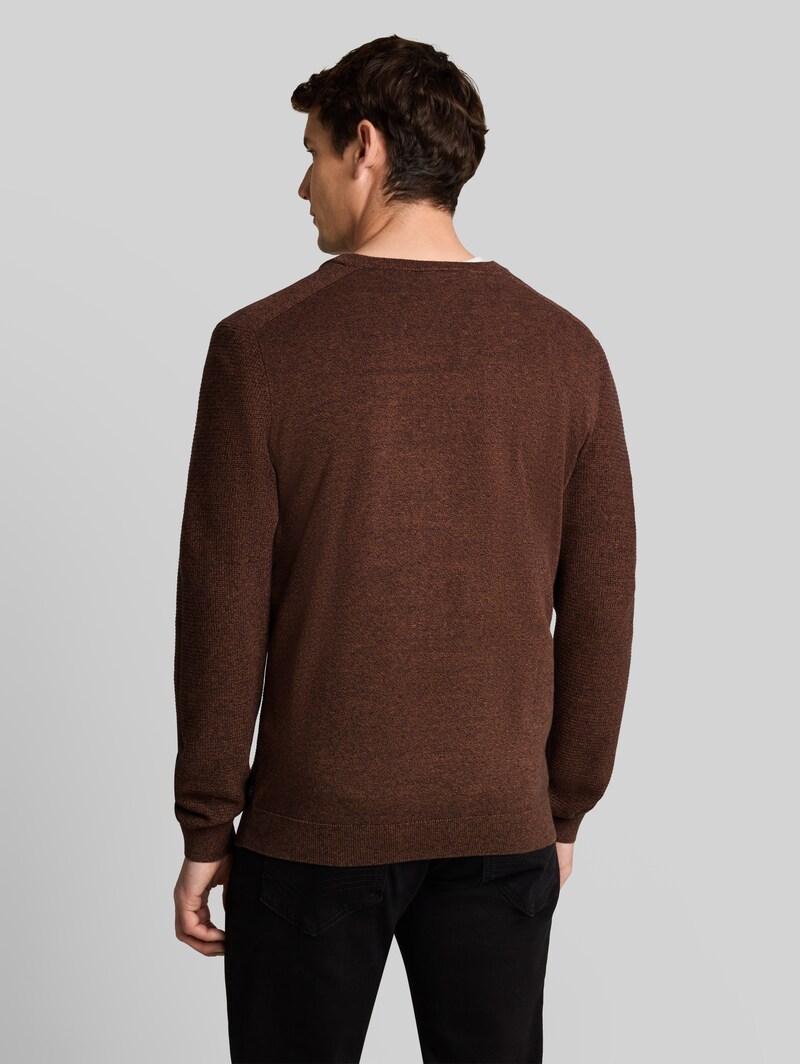 Tom Tailor Strickpullover aus Baumwolle - Mouline Camel Navy