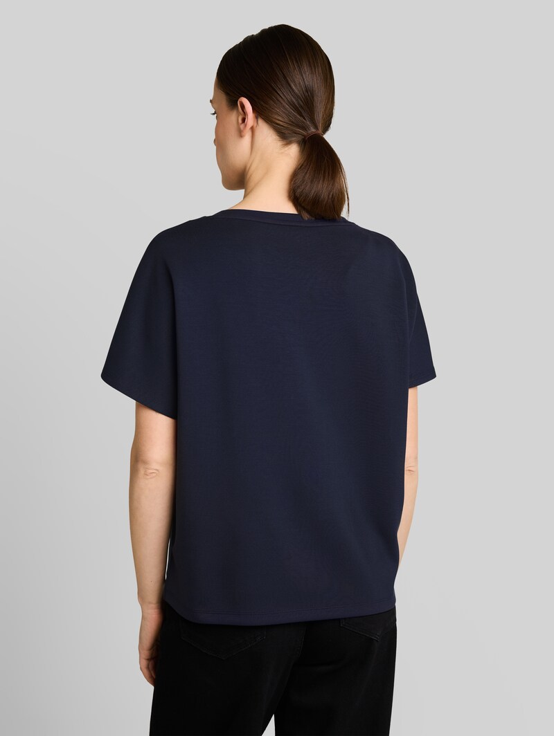 Tom Tailor Loose Fit Scuba T-Shirt mit Print - Sky Captain Blue