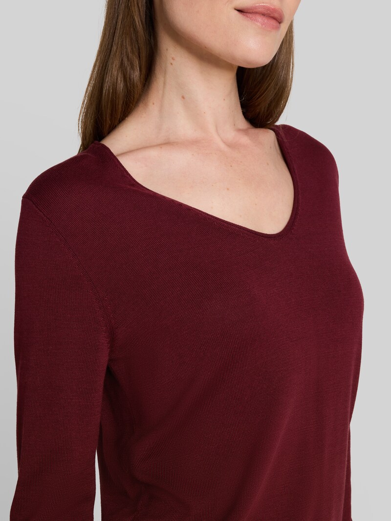 Tom Tailor Strickpullover mit V-Ausschnitt - Preppy Plum