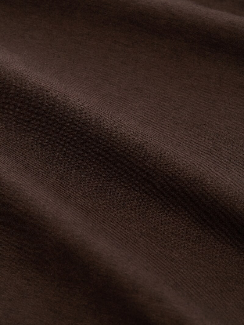 Tom Tailor Slim Fit Langarmshirt mit Wollanteil - Java Dark Brown Melange