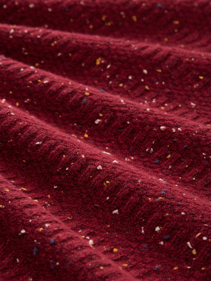 Tom Tailor Strickpullover mit Rundhalsausschnitt - Bordeaux Multicolor Neps
