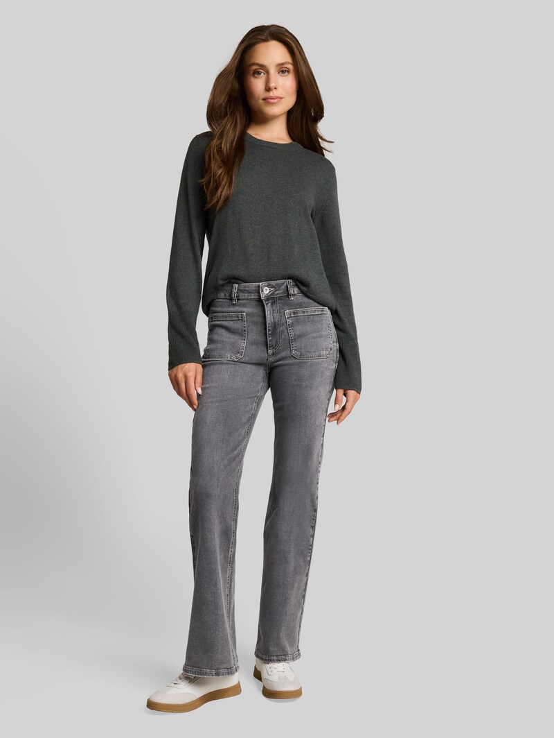 Tom Tailor TTSTELLA Bootcut Jeans mit aufgesetzten Taschen - Clean Mid Stone Grey Denim