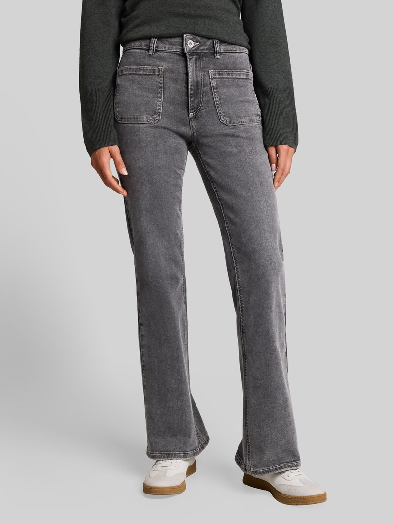 Tom Tailor TTSTELLA Bootcut Jeans mit aufgesetzten Taschen - Clean Mid Stone Grey Denim