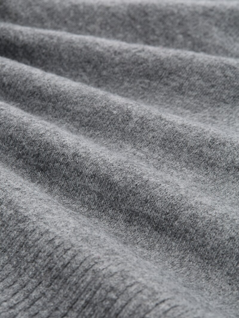Tom Tailor Relaxed Fit Strickpullover mit V-Ausschnitt - Stormy Gray Melange