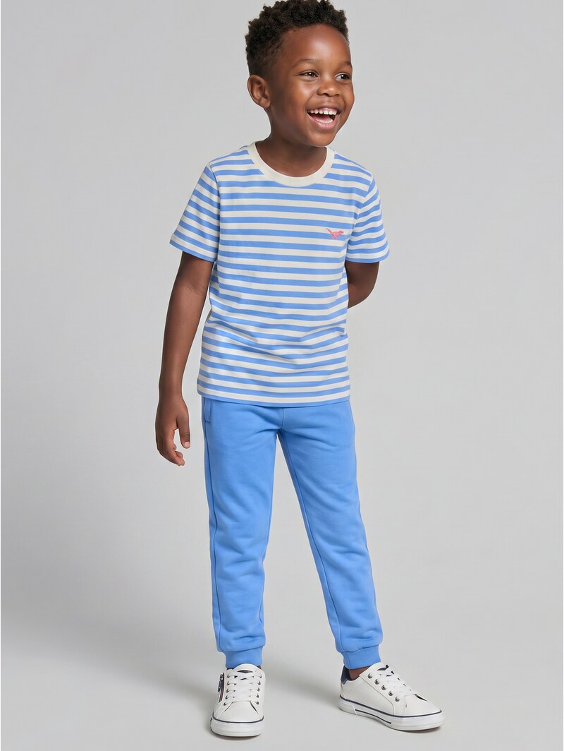 Tom Tailor T-Shirt mit Streifenmuster - Mid Blue Off White Stripe