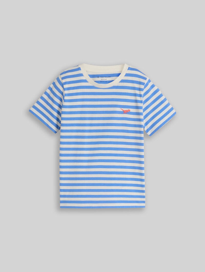 Tom Tailor T-Shirt mit Streifenmuster - Mid Blue Off White Stripe