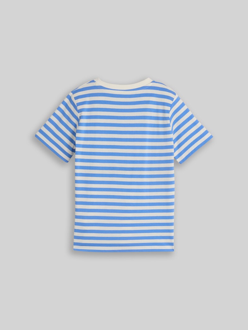 Tom Tailor T-Shirt mit Streifenmuster - Mid Blue Off White Stripe