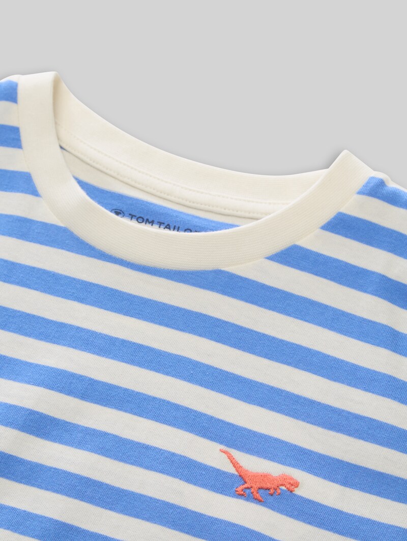 Tom Tailor T-Shirt mit Streifenmuster - Mid Blue Off White Stripe