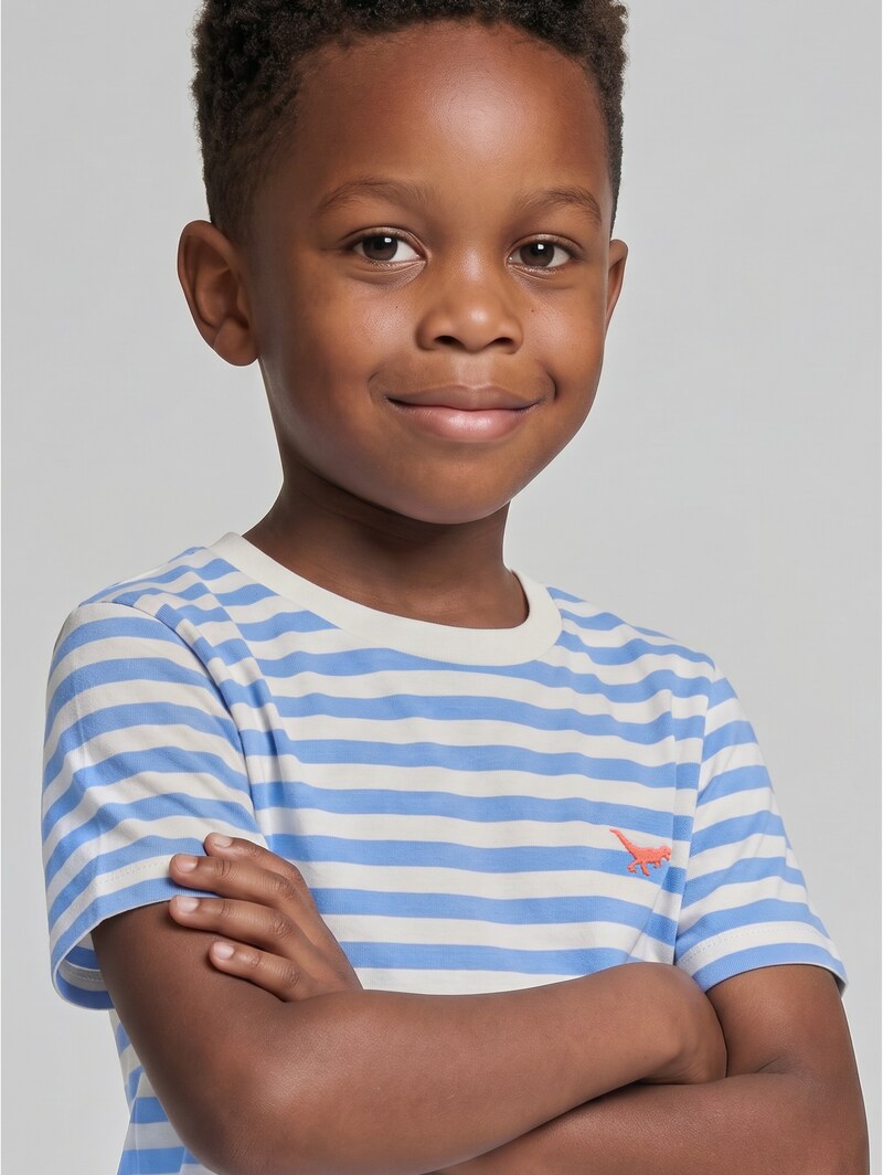 Tom Tailor T-Shirt mit Streifenmuster - Mid Blue Off White Stripe
