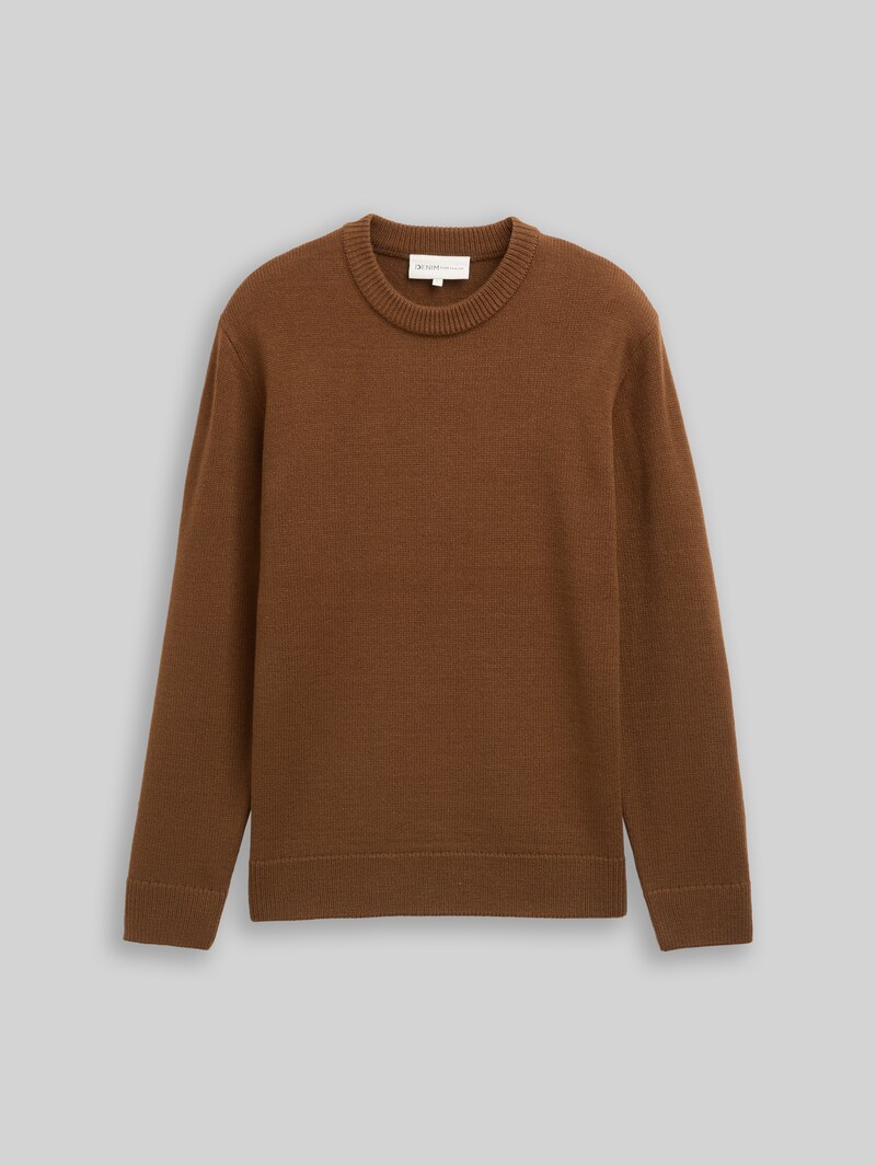 Tom Tailor Strickpullover mit Rundhalsausschnitt - Golden Clay