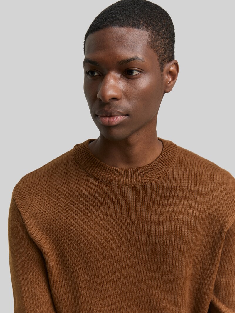 Tom Tailor Strickpullover mit Rundhalsausschnitt - Golden Clay