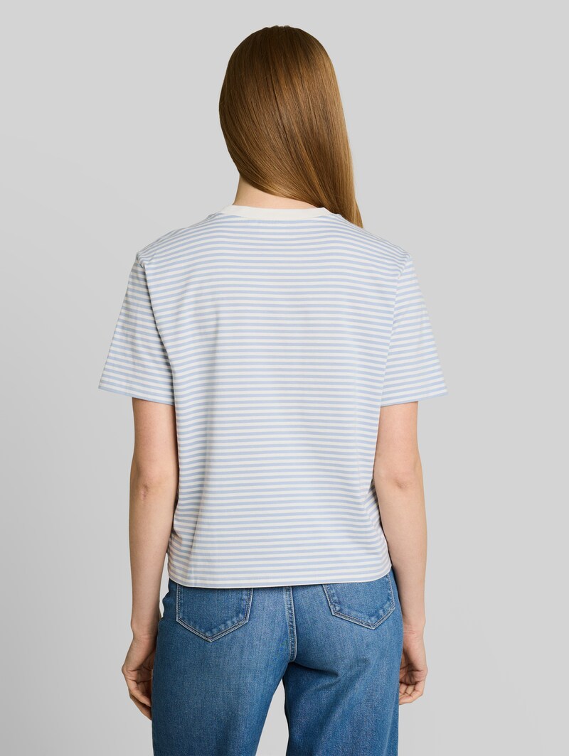 Tom Tailor Boxy Fit T-Shirt - Light Blue White Stripe