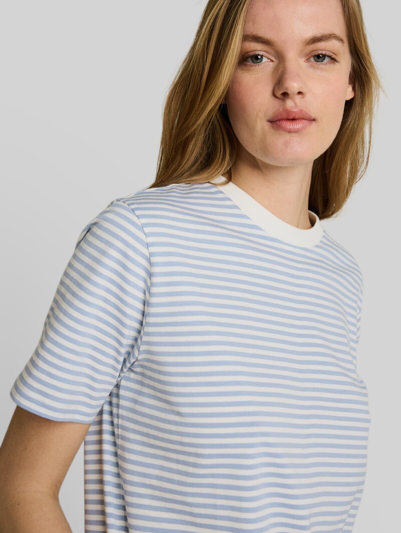 Tom Tailor Boxy Fit T-Shirt - Light Blue White Stripe
