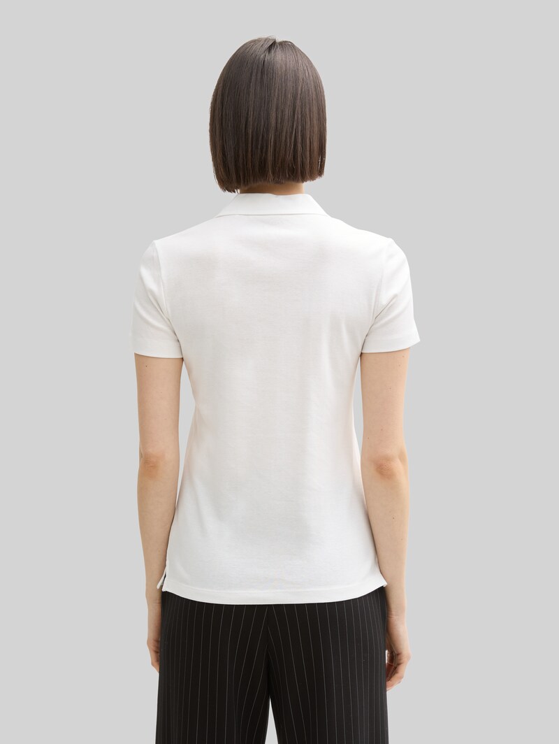 Tom Tailor Basic Poloshirt mit Logo-Stickerei - Whisper White