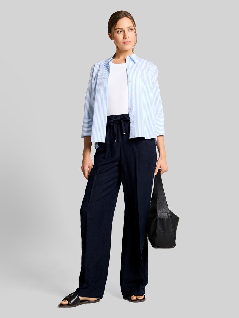 Tom Tailor Loose Fit Hose mit Leinenanteil - Sky Captain Blue