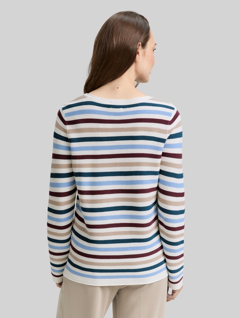 Tom Tailor Strickpullover aus Baumwolle - Teal Colored Ottoman Knit