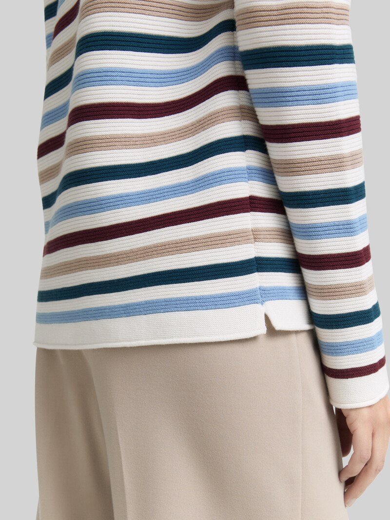 Tom Tailor Strickpullover aus Baumwolle - Teal Colored Ottoman Knit