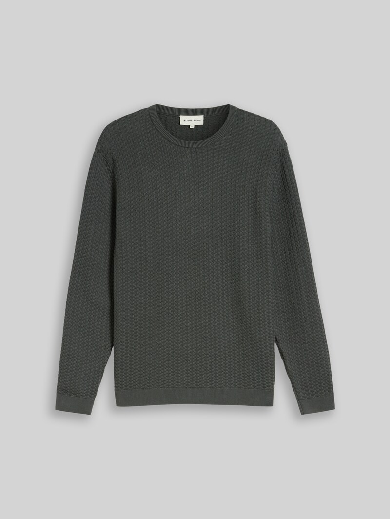 Tom Tailor Strickpullover mit Zopfmuster - Darkest Olive