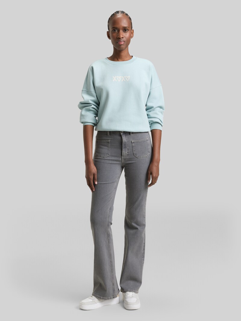 Tom Tailor TTAVA FLARED Jeans mit aufgesetzten Taschen - Clean Light Stone Grey Denim