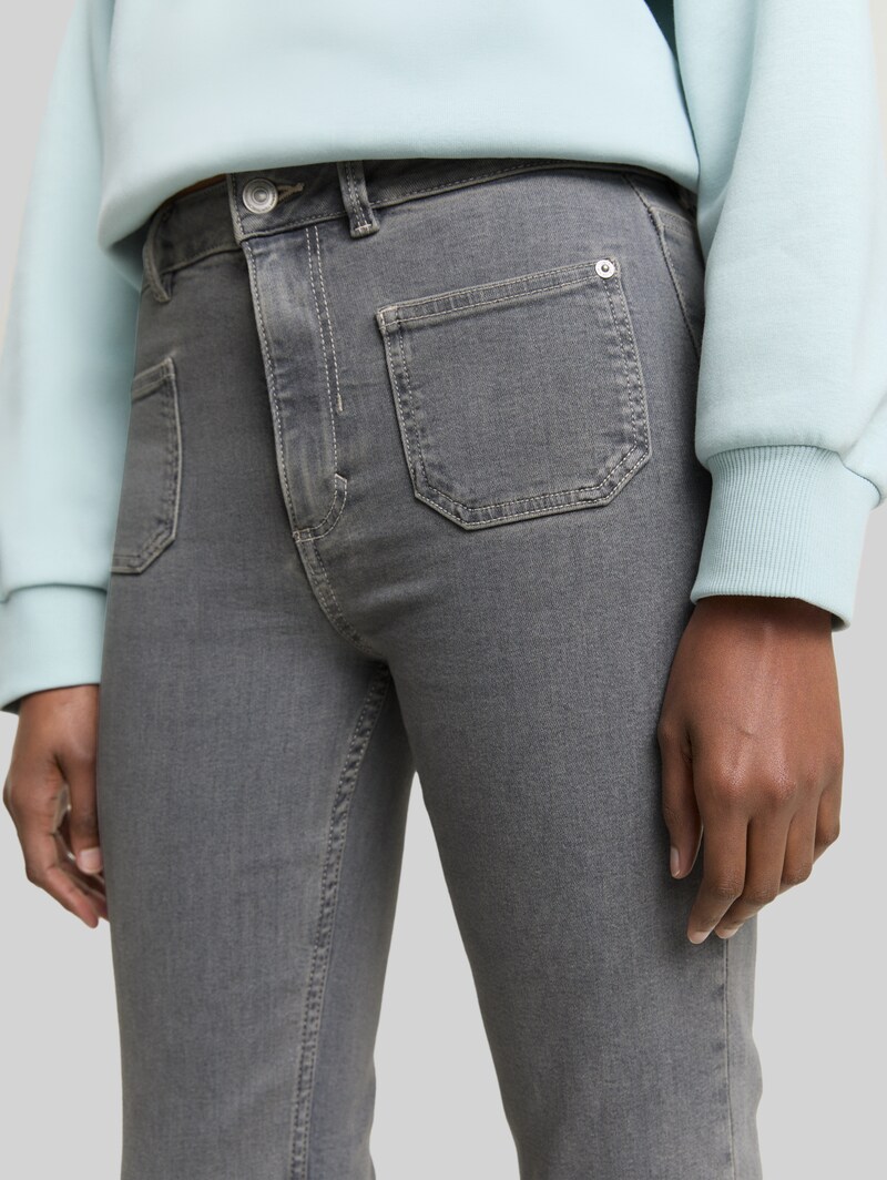 Tom Tailor TTAVA FLARED Jeans mit aufgesetzten Taschen - Clean Light Stone Grey Denim