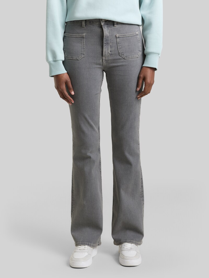 Tom Tailor TTAVA FLARED Jeans mit aufgesetzten Taschen - Clean Light Stone Grey Denim