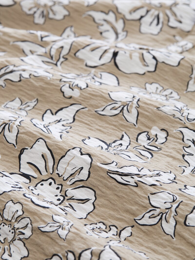 Tom Tailor Loose Fit Bluse mit V-Ausschnitt - Olive Big Flower Design
