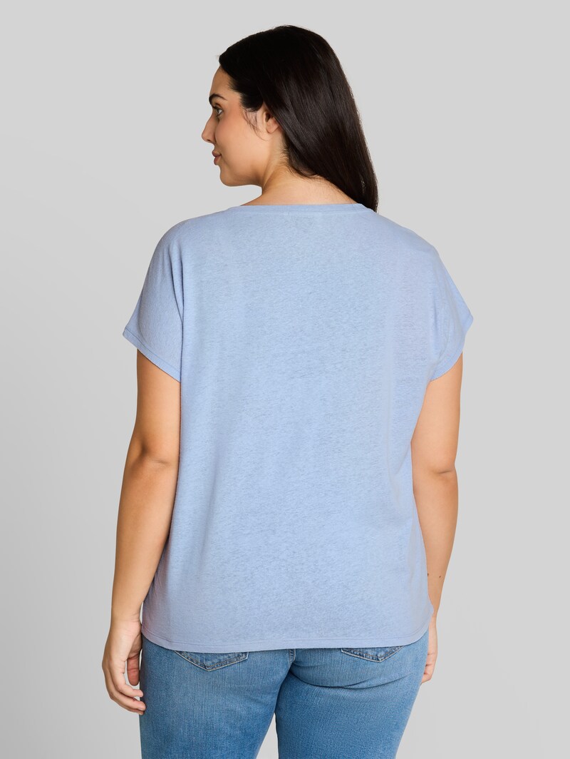 Tom Tailor Plus Size - T-Shirt mit Leinenanteil - Kentucky Blue