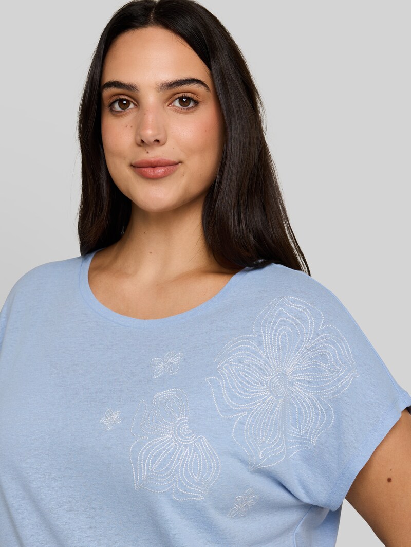 Tom Tailor Plus Size - T-Shirt mit Leinenanteil - Kentucky Blue