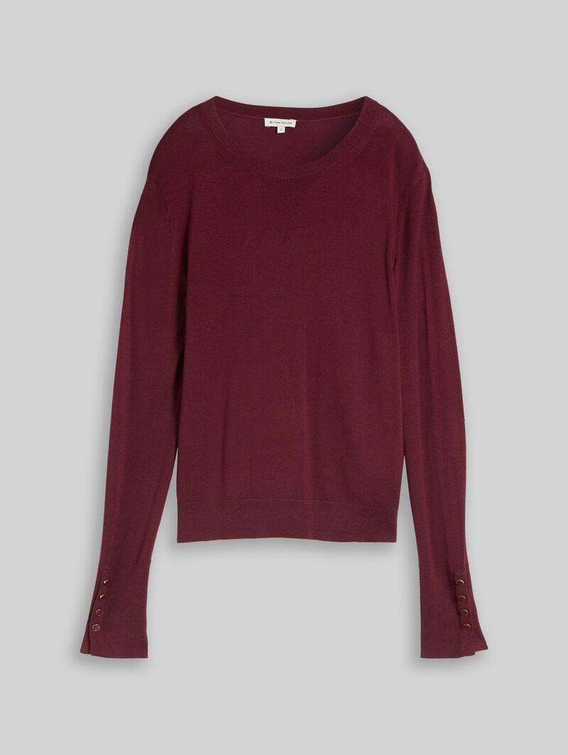 Tom Tailor Strickpullover mit Knopf-Details - Preppy Plum