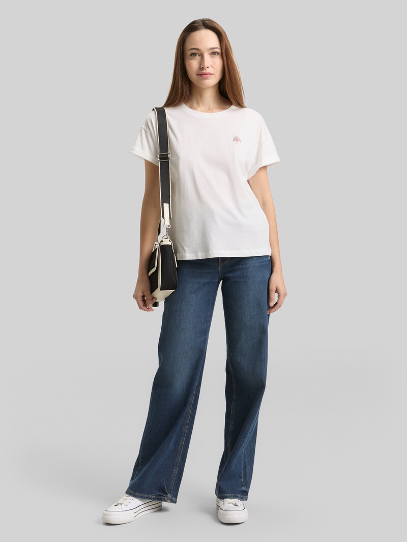 Tom Tailor T-Shirt mit Stickerei - Soft Clear White