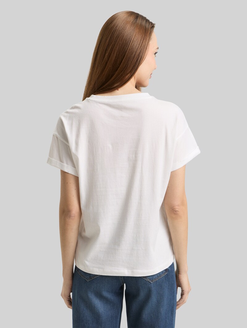 Tom Tailor T-Shirt mit Stickerei - Soft Clear White