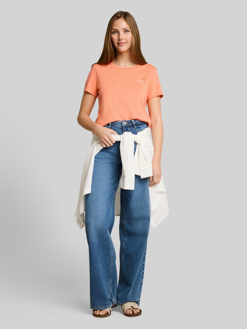 Tom Tailor T-Shirt mit Stickerei - Bright Coral