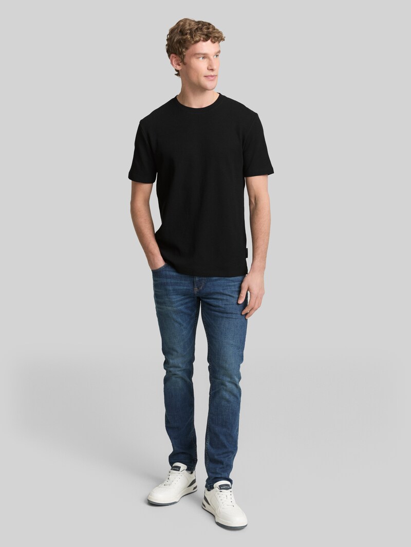 Tom Tailor T-Shirt mit Waffelstruktur - Black