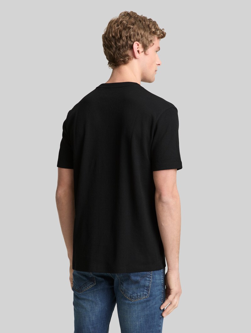Tom Tailor T-Shirt mit Waffelstruktur - Black