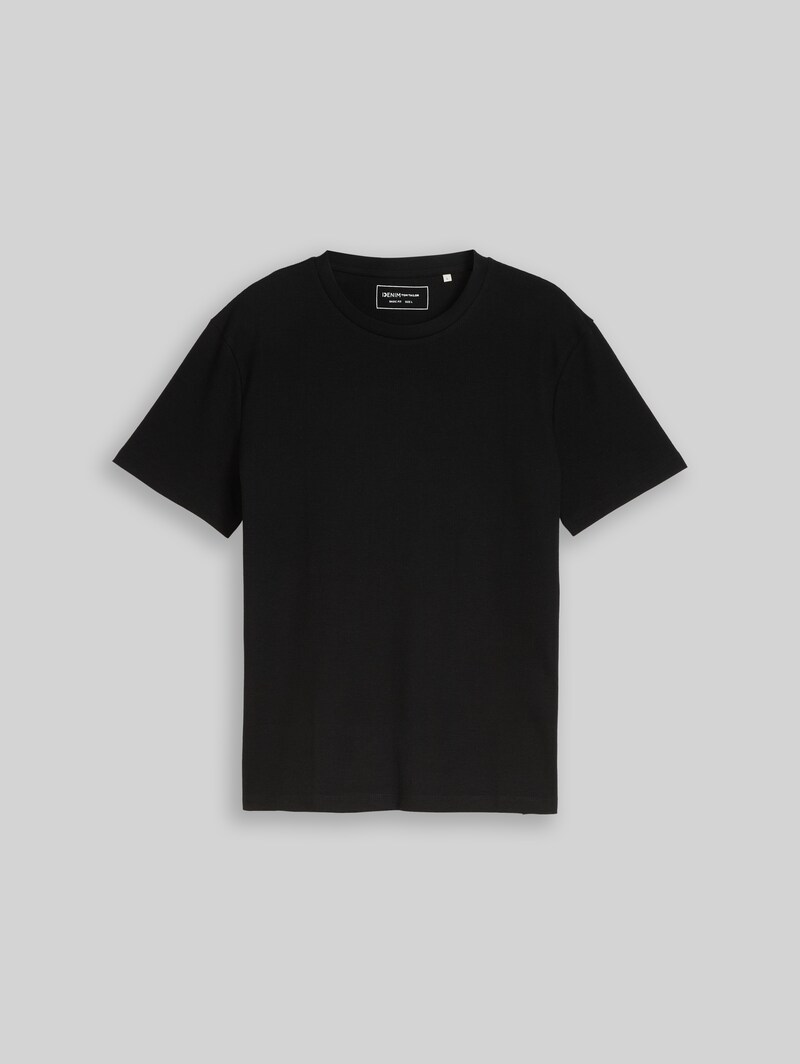 Tom Tailor T-Shirt mit Waffelstruktur - Black