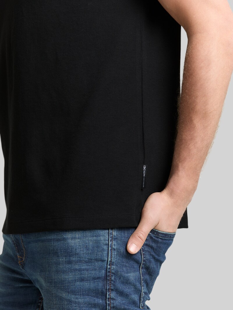 Tom Tailor T-Shirt mit Waffelstruktur - Black