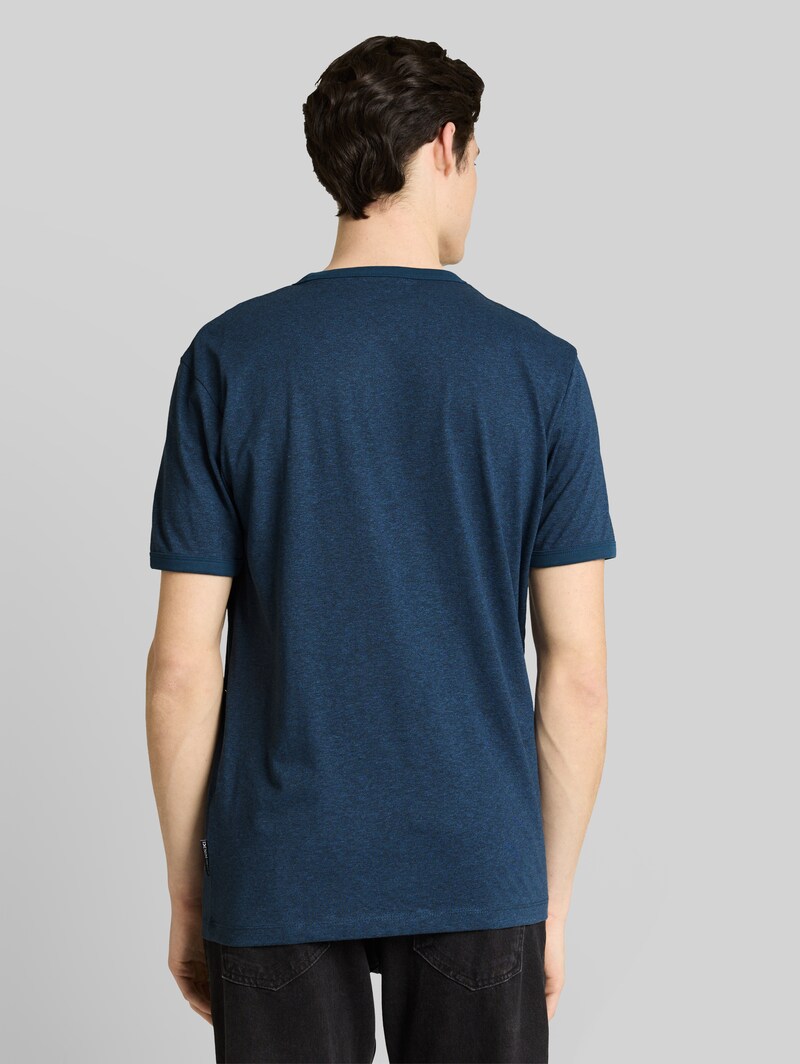 Tom Tailor T-Shirt in Melange-Optik - Nighttime Blue Melange