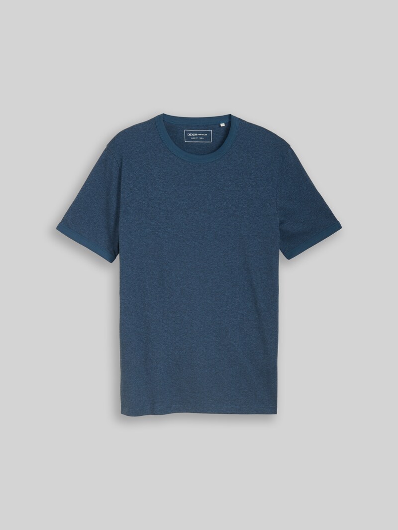 Tom Tailor T-Shirt in Melange-Optik - Nighttime Blue Melange